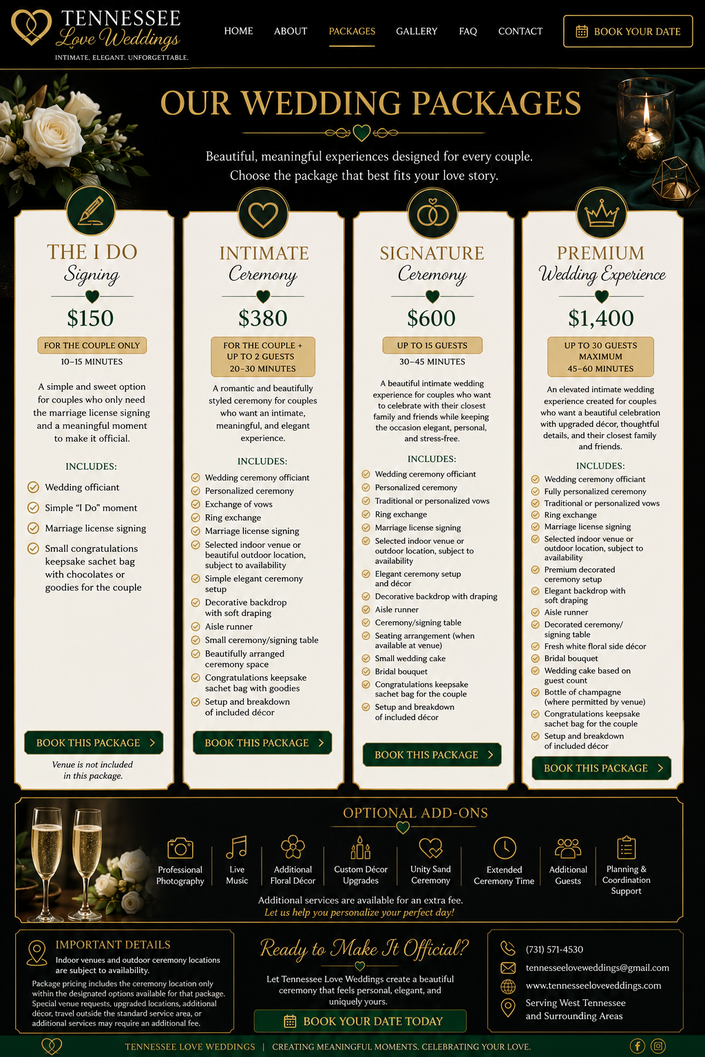 Wedding Packages | Tennessee Love Weddings